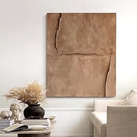 grande peinture à l'huile abstraite faite à la main sur toile art mural minimaliste fait à la main peinture marron texturée moderne peinture sur toile surdimen