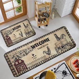 Farmhouse Chicken Area Rug Kitchen Mat Non-Slip Oil Proof Floor Mat Livingroom Rug Indoor Outdoor Mat Bedroom Decor Bathroom Mat Entrance Rug Door Mat
