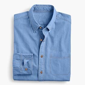 Men's Shirt Chambray Shirt Calico Shirt Button Up Shirt Casual Shirt Denim Blue Black Deep Blue Dark Blue Long Sleeve Plain Collar Daily Vacation Clothing Appa