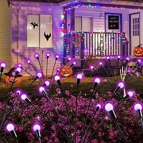 Solar-Windschaukel lila Glühwürmchen Wegeslichter - Farbwechselnde LED wasserdicht auto-on perfekt für Garten  Landschaftsdeko 1/2 Stück für Halloween