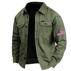 Per uomo Bandiera Americana Camicia da lavoro Camicia Western Camicia cargo Manica Lunga Casual Pantaloni Tattici Sport Outdoor Uscire Inverno Primavera Autu