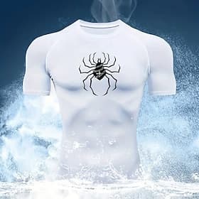 Herren Spinnen Kompressionsshirt Sportshirt Fitnessshirt Trainingsshirt Sommer Kurzarm Lässig Athleisure Schnelltrocknend Hohe Dehnung Kompression Atmungsaktiv