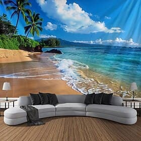 Beach Island Hanging Tapestry Wall Art Large Tapestry Mural Decor Photograph Backdrop Blanket Curtain Home Bedroom Living Room Decoration