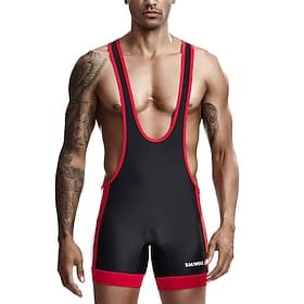 Men's Wrestling Suit Body Shaping Jumpsuit Shapewear Breathable Quick Dry High Stretch Summer Spring Polyester Outdoor Walking Jogging Black White Royal Blue