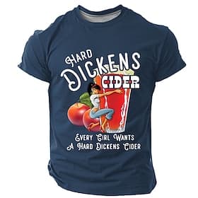 Men's Funny Slang T Shirt Short Sleeve T shirt 3D Print Crew Neck Shirt Retro Vintage Casual Street Style Sports Outdoor Holiday Going out Black Blue Spring  S
