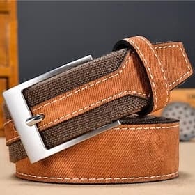Men's Belt Canvas Alloy Vintage Durable Adjustable Plain Blue Brown Outdoor Daily Waist Belt