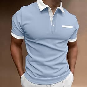 Homme Polos à Boutons Chemise de golf Occasionnel Fête Revers Manche Courte Mode Basique Uni Classique Été Coupe régulière Bleu marine Feu rouge Bleu ciel clai