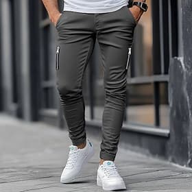 Hombre Pantalones Chinos Pantalones de verano Pantalones casuales Cremallera Plano Comodidad Transpirable Longitud total Casual Diario Festivos Moda Básico Neg