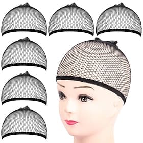 6PCS Wig Cap, 6PCS Black Mesh Wig Cap Net, Closed End Hair Mesh Net, Liner Weaving Caps for Women, Men, Kids, Wig Caps for Halloween, Cosplay