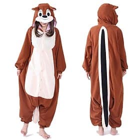 Costume de grenouillère d'animal pour adultes costume de carnaval jour des rois grenouillère de cartoon écureuil pyjamas kigurumi charme drôle pour hommes et f