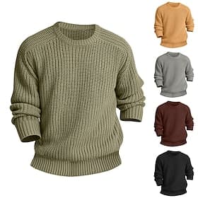 Men's Sweater Knitwear Casual Sweater Pullover Chunky Cable Knit Knit Knit Solid Color Knitwear Elegant Outdoor Home Clothing Apparel Raglan Sleeves Winter Spr