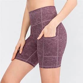 Women's Gym Shorts Yoga Shorts Workout Shorts with Phone Pocket High Waist Pilates Gym Workout Workout Shorts Graphic Dark Grey Black Dark Green Spandex Sports