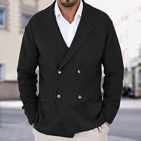 Men's Cardigan Sweater Cardigan Cropped  Sweater Knit Sweater Ribbed Knit Regular Pocket Button-Down Plain Notch Collar Fashion Classic Daily Wear Date Clothin
