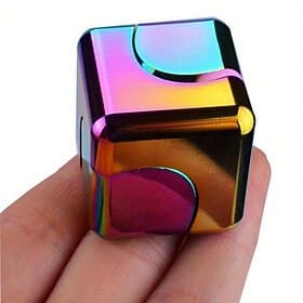 Square Magic Dice Metal Rotate Cube Fidget Spinner Antistress EDC Fingertip Toys, Rainbow Hand Spinning Learning Vent Desktop Game For Special Needs Adhd Autis