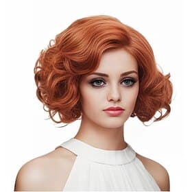 Short Wavy Wig for Women Curly Hair Natural Synthetic Wig Middle Part Full Wig Suitable for Cosplay Carnival Daily Use Halloween Wigs