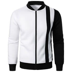 Men's Sweatshirt Zip Up Hoodie Full Zip Sweatshirt Black White Wine Light Grey Standing Collar Color Block Zip Up Patchwork Daily Sports  Outdoor Holiday Polye