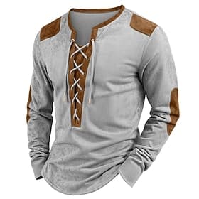 Homme Chemise Henley T-shirt Chemise à Manches Longues Chemises pour hommes avec coudières manche longue Henley Printemps  Automne Inter-saisons Patchwork Quot