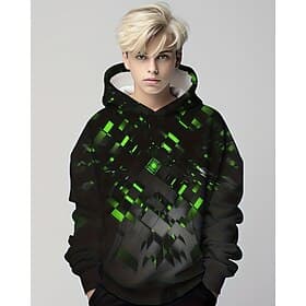 Boys 3D Graphic Geometric Hoodie Long Sleeve Spring Fall Fashion Streetwear Kids 4-12 Years Hooded Outdoor Casual Daily Regular Fit