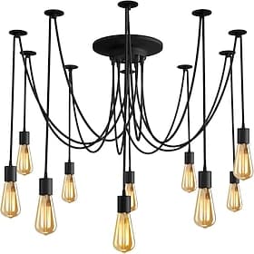 LED Pendant Light Warm White 6/10/14 Heads Retro Edison Multi Adjustable DIY Ceiling Spider Light Modern Chic Industrial for Living Room Bedroom 110-240V