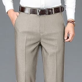Men's Dress Pants Trousers Slacks Suit Pants Pocket Plain Comfort Breathable Wedding Outdoor Daily Fashion Casual Black Khaki