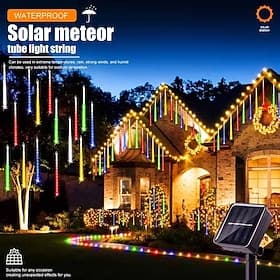1pc Solar Meteor Shower Light, 30cm 8 Tubes 192 LEDs Eaves  tree Lights for  Tree  Garden Decoration