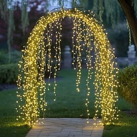 Außen Wasserfalllichter 200 LED Märchen Weinreben Zweiglichter 10 Stück x 2M Märchenlichterkette für Weihnachtsgarten Zaun  Baumdekoration