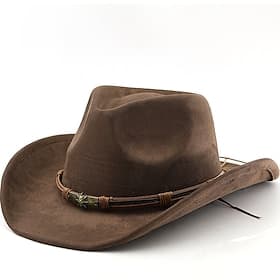 Men's Sun Hat Cowboy Hat Fedora Trilby Hat Black Camel Woolen Vintage Style Fashion 18th Century State of Texas Daily Theme Party Solid / Plain Color Sunscreen