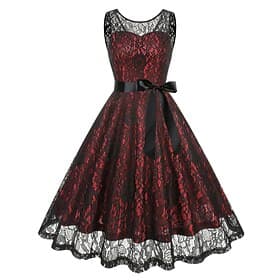 1950er Retro Vintage Kleid Swing-Kleid Ausgestelltes Kleid Blumen Tailliert und ausgestellt Schaukel Rundhals Kostüm Damen Karneval Neujahr Maskerade Alltagsta