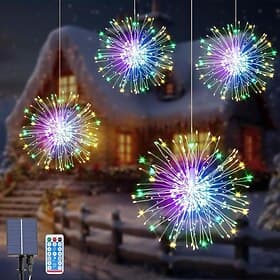 4PCS Solar Feuerwerkslichter Solar Gehweglichter 360 LEDs mit Fernbedienung 8 Modi wasserdichte Außenlichter für Garten Hof Terrasse Gehweg und Feiertagsdekora