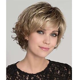 Synthetic Wig Curly With Bangs Wig Short Ombre Blonde Synthetic Hair Women's Blonde