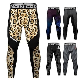 Herren Laufhose Lang Tights Running Kompressionsstrumpfhosen Patchwork Basisschicht Innen Outdoor Sport  Outdoor Sommer Frühling Herbst Schnelltrocknend Weich