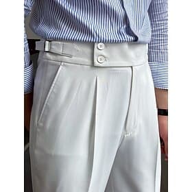 Men's Dress Pants Trousers Slacks Suit Pants Gurkha Pants High Rise Plain Comfort Breathable Wedding Outdoor Daily Elegant Vintage Black White