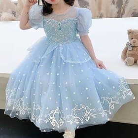 Girls' 3D Heart Party Dress Short Sleeve Summer Spring Performance Party Birthday Beautiful Sweet Kids 4-12 Years Party Dress Swing Dress Tulle Dress Maxi Regu