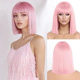 parrucche corte bob con frangia parrucche corte bob lisce per donne dall'aspetto naturale parrucca per feste quotidiane cosplay