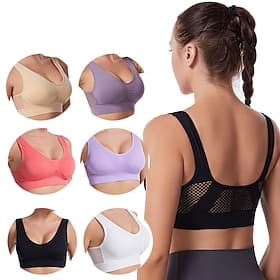 Women's Light Support Sports Bra Running Bra Open Back Bra Top Padded Fitness Leisure Sports Running Breathable Lightweight Soft Watermelon Red Black White Sol