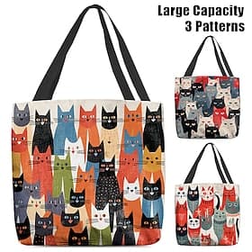 Women's Colorful Cat Pattern Tote Bag - Perfect for Cat Lovers and Everyday Use