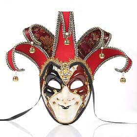 Venetian Mask Arlecchino Clown Venetian Jester Full Face Adults' Men's Halloween Carnival Mardi Gras Party Masquerade Carnival of Venice Dress Up