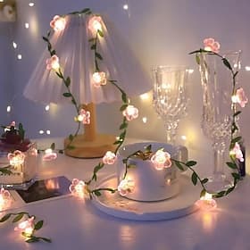 Cherry Blossom Garland Fairy String Lights 2m 20LED Battery Powered for  Wedding Party Indoor Romantic Home Romantic Decoration