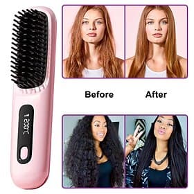Cordless Hair Straighteners Hot Air Brush Negative Hot Comb Hair Straightener 20s Fast Heating Ceramic  Anti-Scald Design Valentine's Day Gift