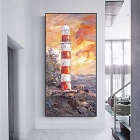 dipinto a olio fatto a mano su tela decorazione da parete moderna paesaggio faro per arredamento casa dipinto arrotolato senza cornice non teso