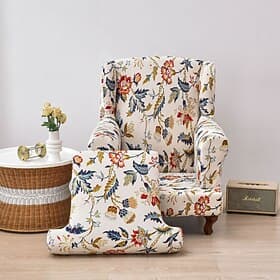 Stretch Printed Wingback Chair Cover Durable and Elastic Slipcover with Stylish Print Design Perfect for Protecting and Refreshing Your Wingback Chair Ideal fo