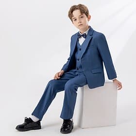 4 Pièces Costume de Porteur d'Alliance  Garçon Enfants Costume / Tailleur Costume formel Blazer, gilet, pantalon et cravate Formel Soirée Saint Valentin Mode F