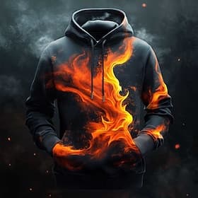 Voor heren Vlam Hoodies Sweatshirt Modieus Stoer Dagelijks Lange mouw Strakke ronde hals Streetwear Feest Feestdagen Zwart Grijs Zwart Trekkoord Herfst Winter