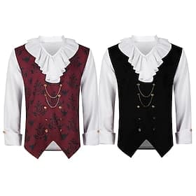 Victorian Medieval Renaissance Cosplay Costume Masquerade Shirt Prince Vampire Flounced Fancy Dress Men's Fantasy Royal Steampunk Halloween Carnival Masquerade