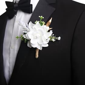Men's Wedding Boutonniere White Boutonniere for Groom and Groomsmen Flower Summer Wedding Accessories Suit Decorations