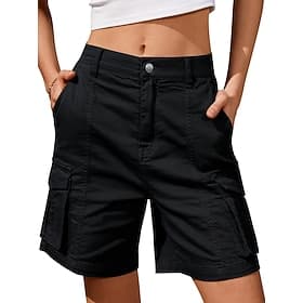 Women's Normal Bermuda shorts Cargo Shorts Casual Daily Knee Length Medium Waist Solid Color Multi Pocket Comfy Quick Dry Breathability Micro-elastic Outdoor B