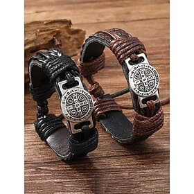 bracelets en cuir de style viking pour hommes avec motif boussole, ajustement réglable et esthétique bohème nordique pour un usage décontracté et en extérieur