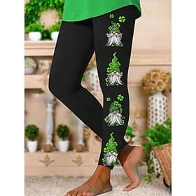 leggings pour femme pour la Saint-Patrick, motif trèfle, vert, automne
