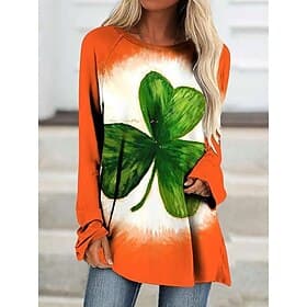 t-shirt femme Saint-Patrick décontracté à manches longues orange automne hiver