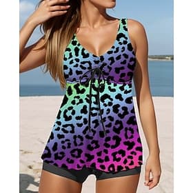 Women's Leopard Print Swimwear Bikini Swimsuit Solid Color Elegant Fashion Bathing Suits